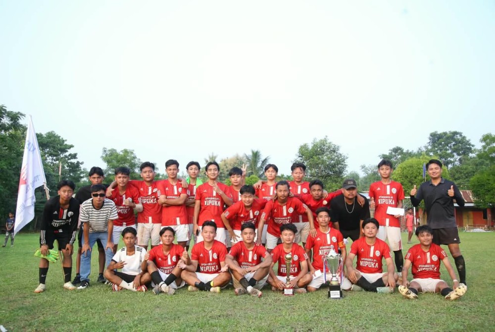Players of Kiyeto Youth Club pose for a photo after winning the Men’s football title at Kiyeto village in Chümoukedima on October 3. (Photo Courtesy: Vebuto Rhakho)